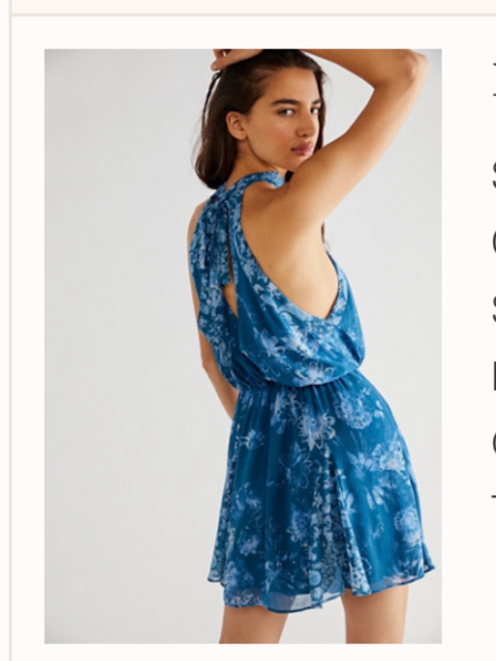 Free People Blue Floral Tie-Back Mini Dress